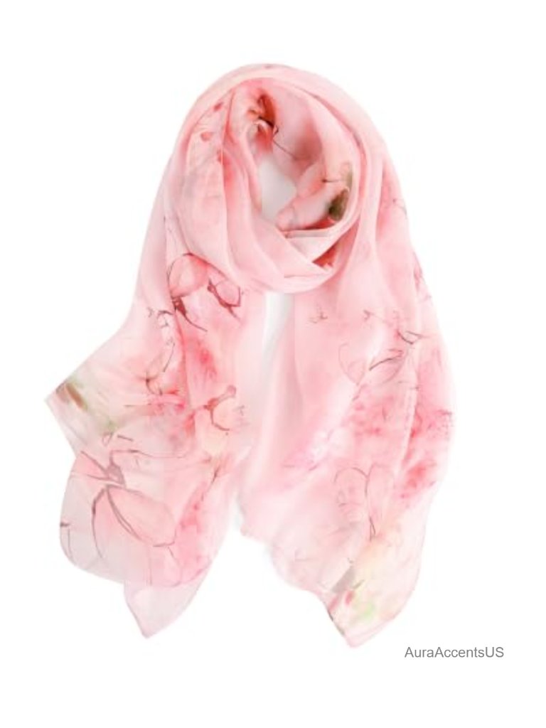 100% Mulberry Silk Chiffon Large Scarves & Wraps 69x43 Inches Lightweight